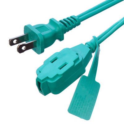 Green 2 Pin Laptop Plug Power Cord Extension Cord with Insulation Protection Rated Voltage 125V
