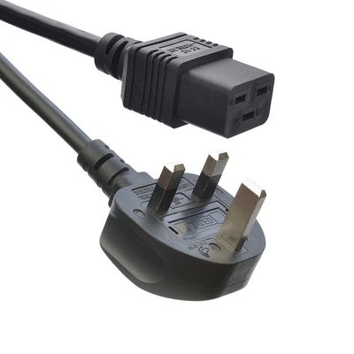 Сеть SDK Великобритания BS Standard C5 C19 соединитель 3 штифта линии свинцовой полосы провода электропровода 3 штифта AC кабеля питания IEC кабель черный