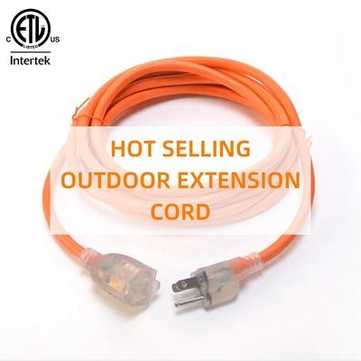 15 FT 12/3 Gauge LED освещенный конец SJTW 15 Amp/125V/1875W Оранжевый наружный пиджак Тяжелый силовой кабель для внутреннего / наружного использования
