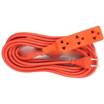 Oxygen Free Bared Stranded Copper Conductor Material Surge Protector Power Strip Orange Euro 2 Round Pin Plug SJT 2/16AWG