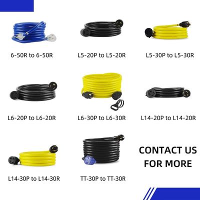 Внешний двор Партия 125V 15A NEMA 6-50P/R Тяжелая 1/3/5/6/20FT 50M освещенный конец Синий мульти-Rv кабель расширения электропровод