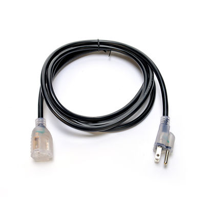 Устойчивый к погодным условиям ПВХ материал Кабель питания ETL NEMA 5-15 8/10/12 AWG освещенный черный расширительный кабель 1 Выходы Фестивальный двор