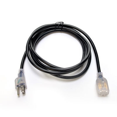 Устойчивый к погодным условиям ПВХ материал Кабель питания ETL NEMA 5-15 8/10/12 AWG освещенный черный расширительный кабель 1 Выходы Фестивальный двор