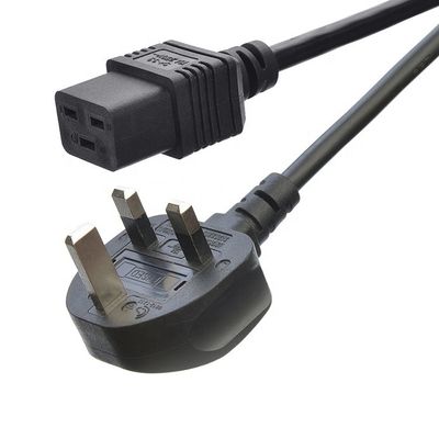 Коммерческий AC вставка IEC60320 C19 соединитель 3 штифта линии свинцовой полосы проволока силовой проволоки Великобритания BS стандарт 3 пробки питания IEC кабеля