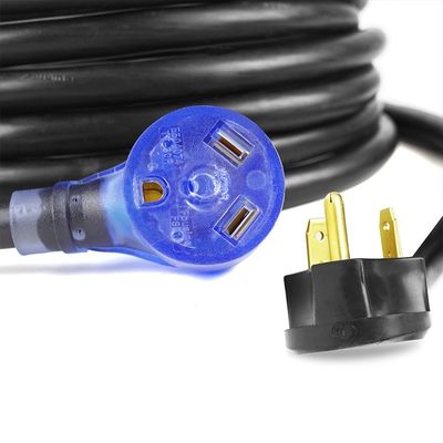 30Ампер тяжелый RV расширение шнур 10 AWG ETL перечисленный 50ft TT-30P к TT-30R с светодиодным индикатором и легко разблокировать дизайн