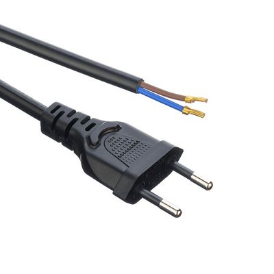 Oxygen Free Bared Stranded Copper Conductor Material 2.5A Brazil 2 Round Pin Plug Power Cords for Household Appliances