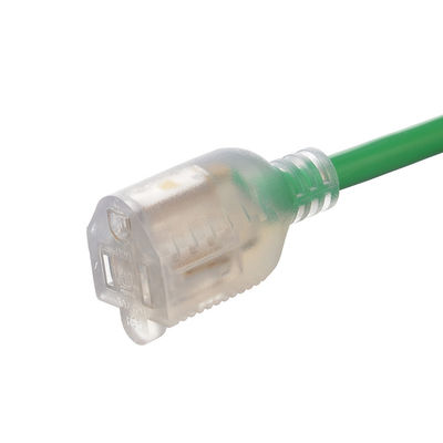 15FT Green Outdoor Extension Cord with 3 Prong Grounded Plug and 3 Electrical Power Outlets 16/3 SJTW Durable Green Cable