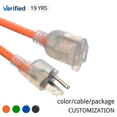 12/3 SJTW Heavy Duty 3 Prong Orange Male Female NEMA End Type ETL 12 Gauge NEMA5-15 Extension Cord for Outdoor Commercial
