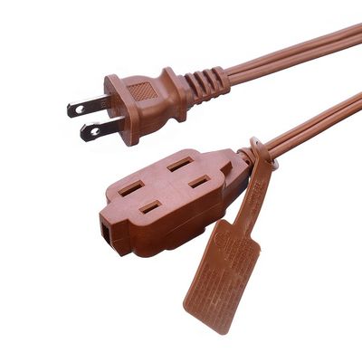 ETL 3 выходной коричневый многоразовый выходной SPT-2 14 Gauge 6FT 12FT 2 Prong Extension Cord Power Strip с крышкой предохранителя
