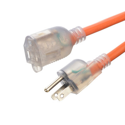 12 Gauge NEMA5-15 Extension Cord ETL Approved 12/3 SJTW Heavy Duty 3 Prong Orange PVC Copper NEMA 5-15R 14AWG Cable 10FT