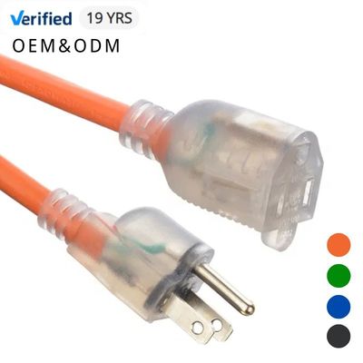 12/3 водонепроницаемое тяжелое оборудование ETL 50 футовый расширительный шнур с освещенным индикатором конец 12 калибра 3 кончика холодостойкий наружный